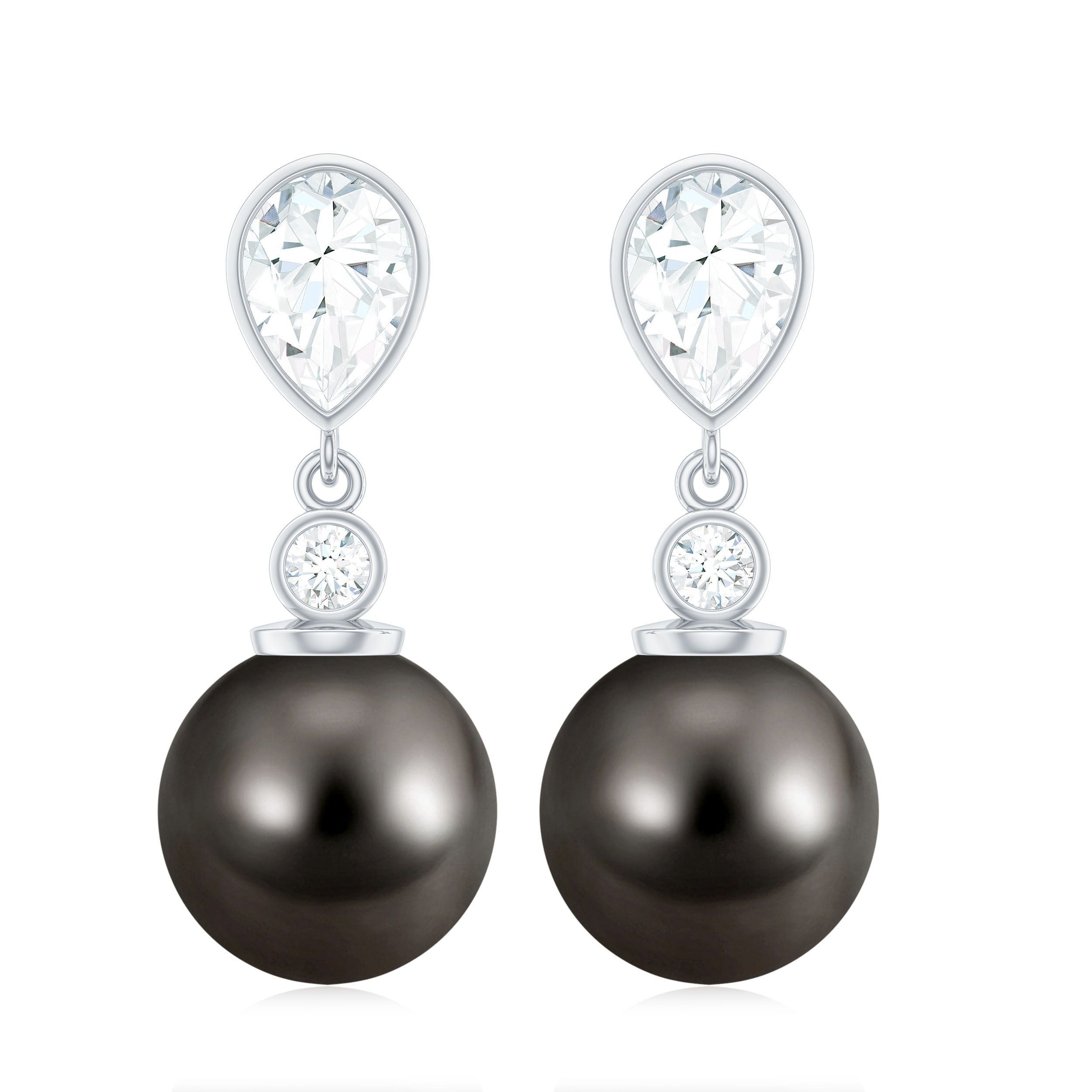 Certified 15 Carat Cultured Tahitian Black Drop Earrings for Women
