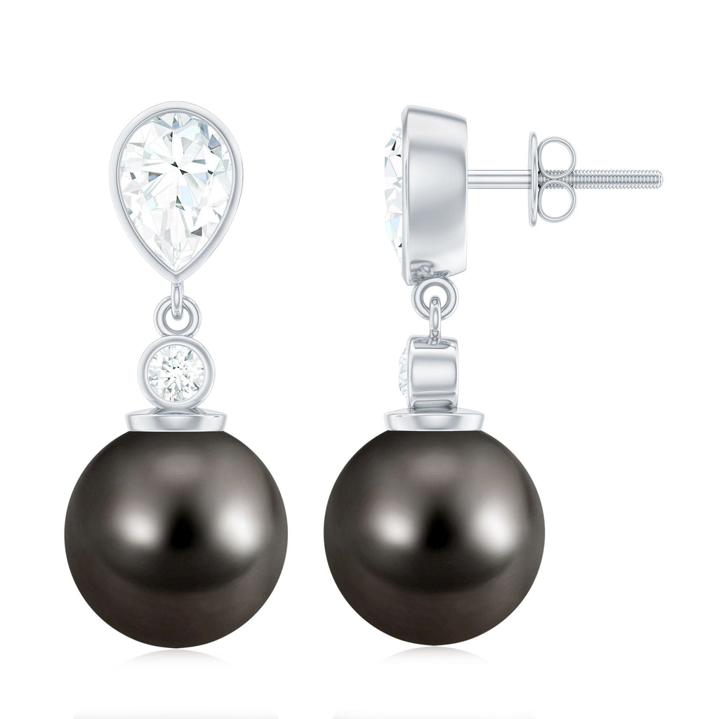 Certified 15 Carat Cultured Tahitian Black Drop Earrings for Women