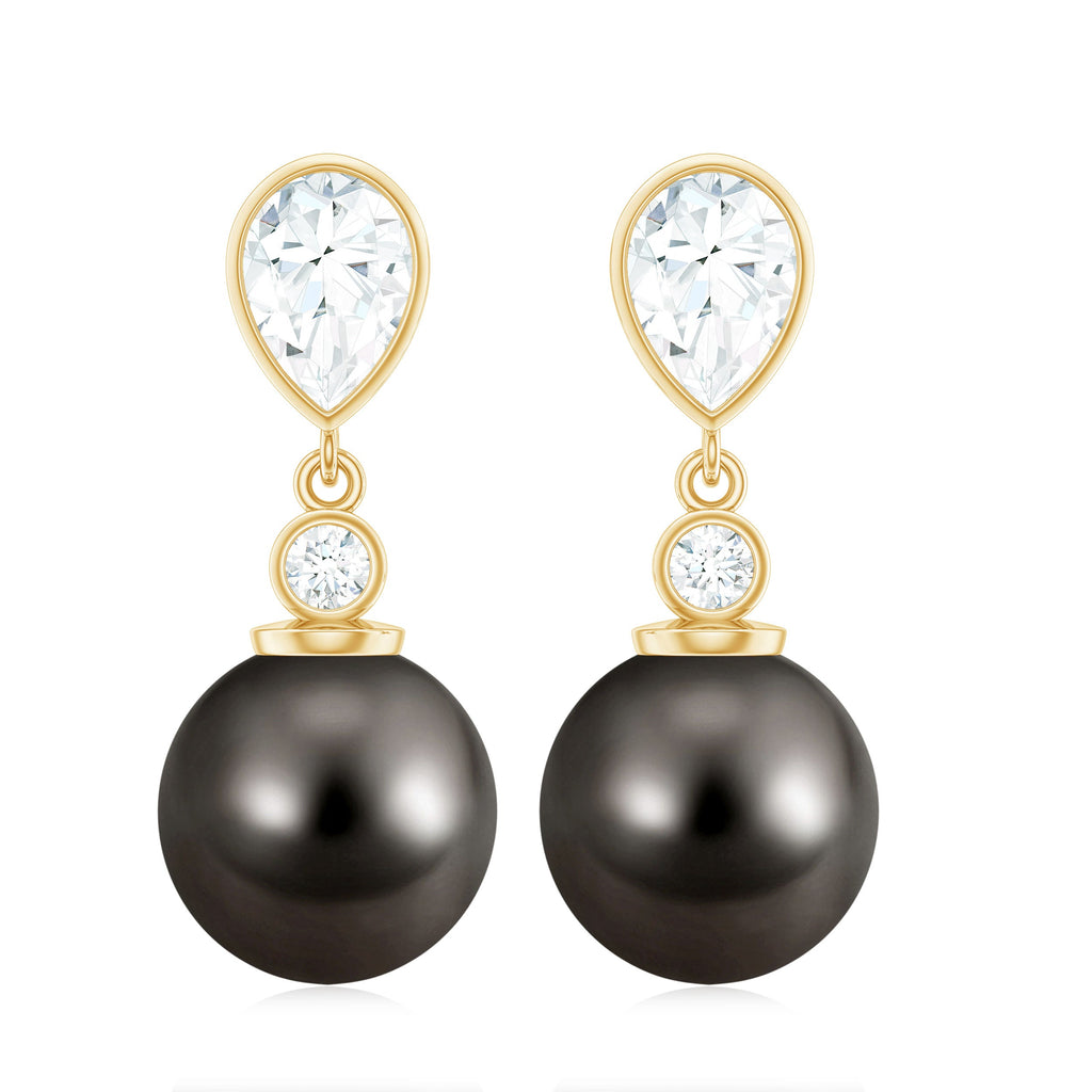 Certified 15 Carat Cultured Tahitian Black Drop Earrings for Women