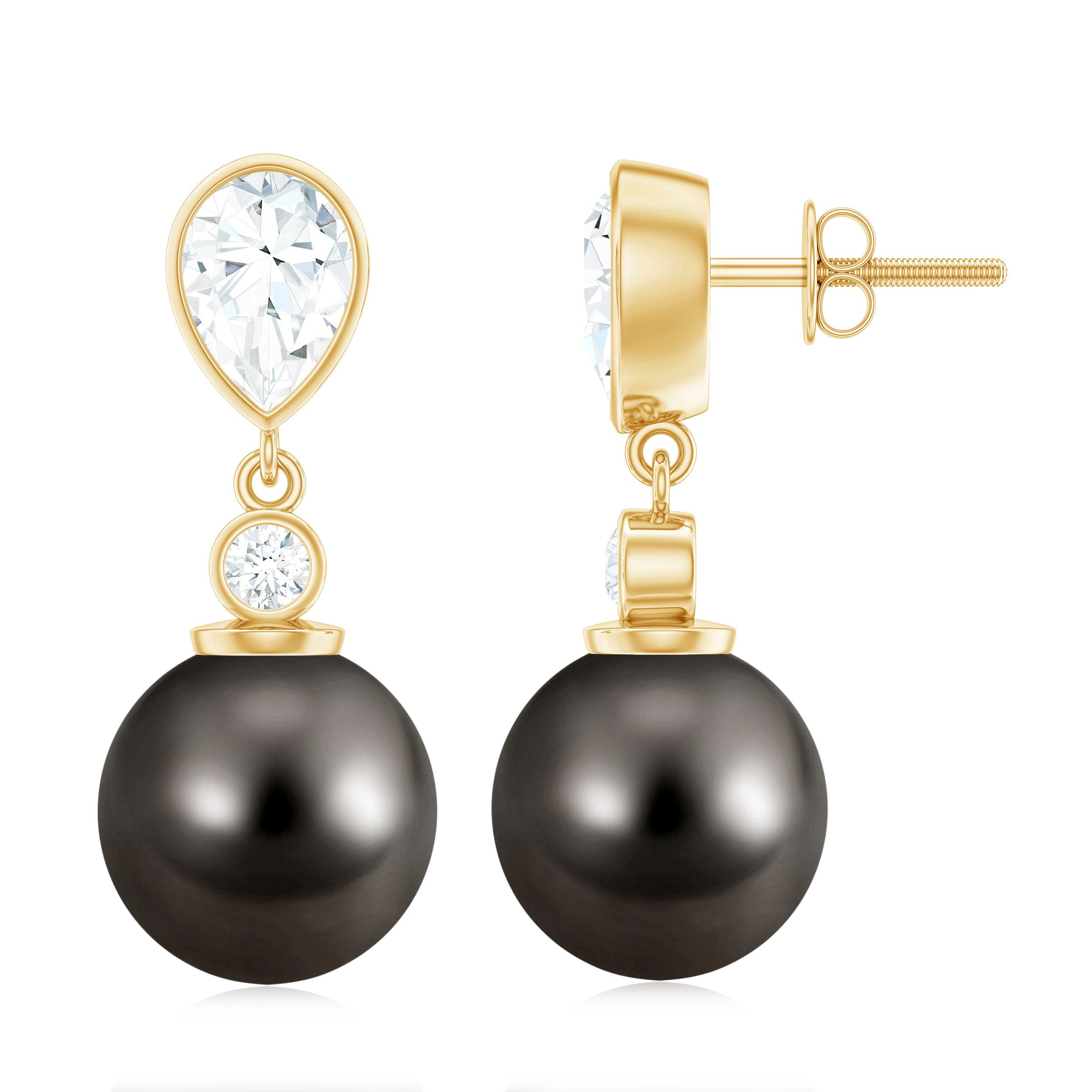 Certified 15 Carat Cultured Tahitian Black Drop Earrings for Women