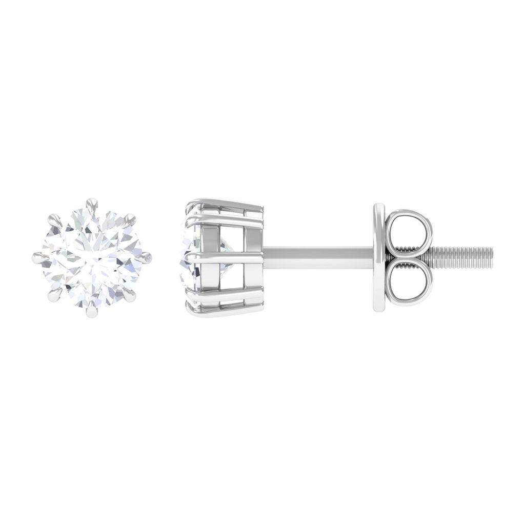 4 MM Natural Diamond Solitaire Stud Earrings in 8 Claw Prong Setting