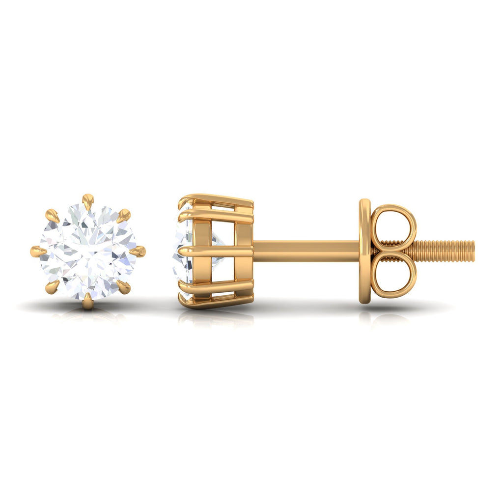 4 MM Natural Diamond Solitaire Stud Earrings in 8 Claw Prong Setting