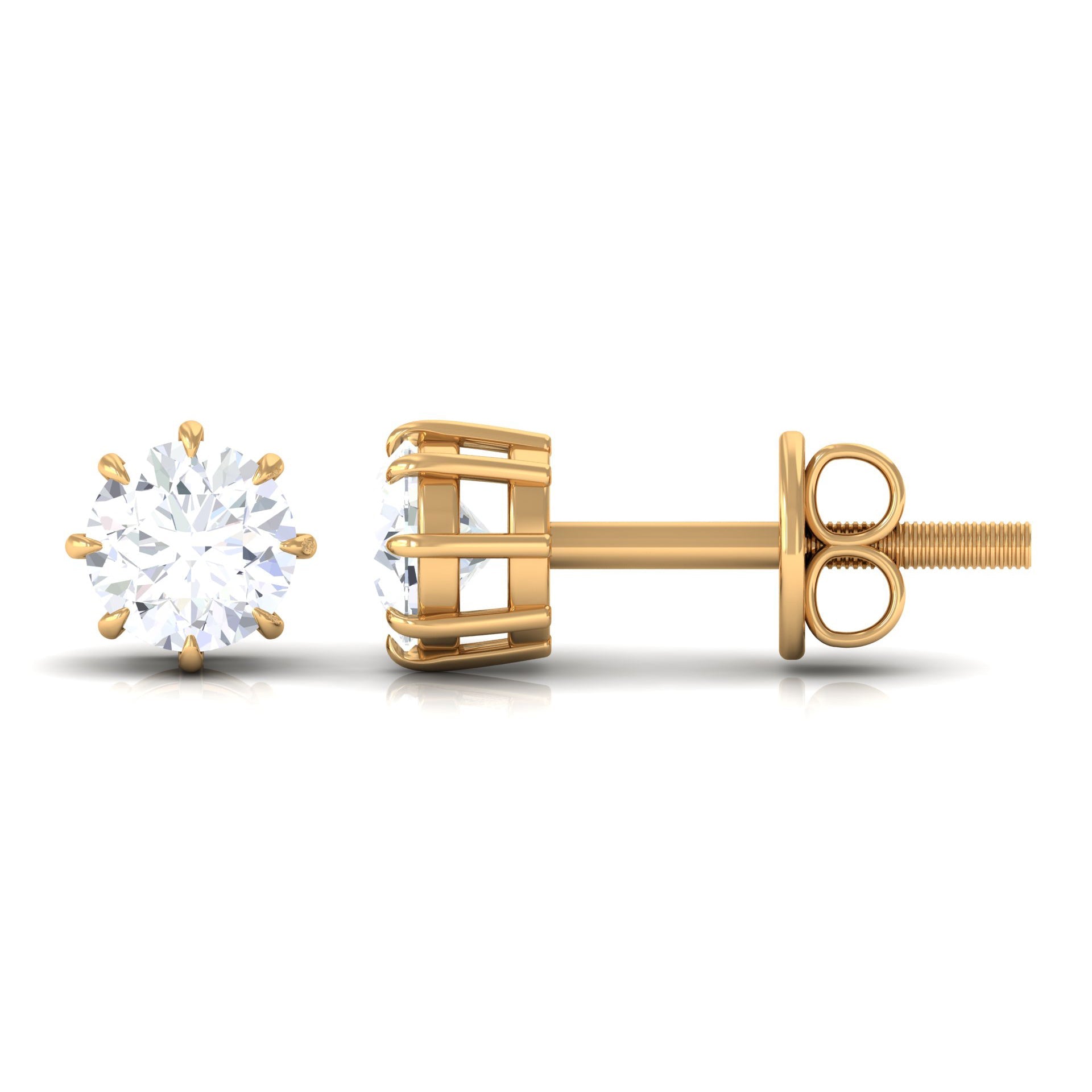 4 MM Natural Diamond Solitaire Stud Earrings in 8 Claw Prong Setting