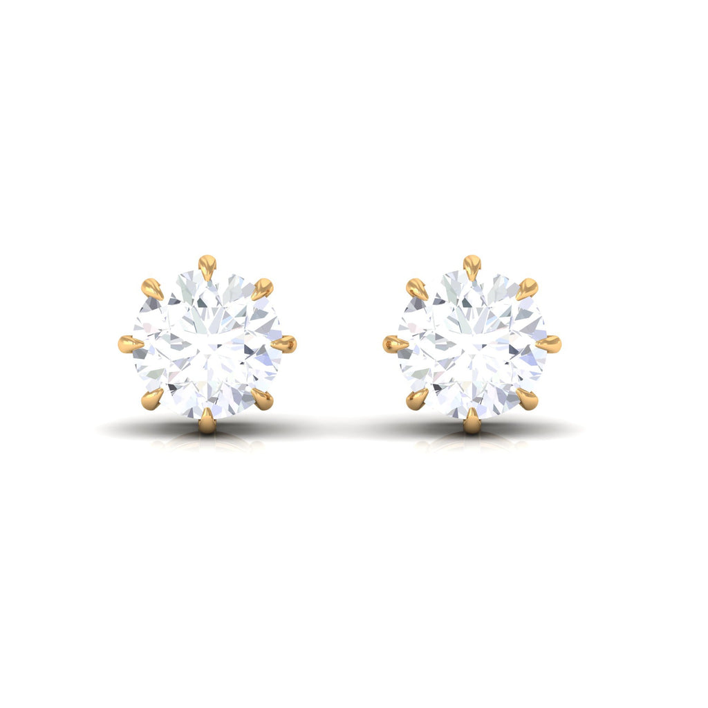 4 MM Natural Diamond Solitaire Stud Earrings in 8 Claw Prong Setting