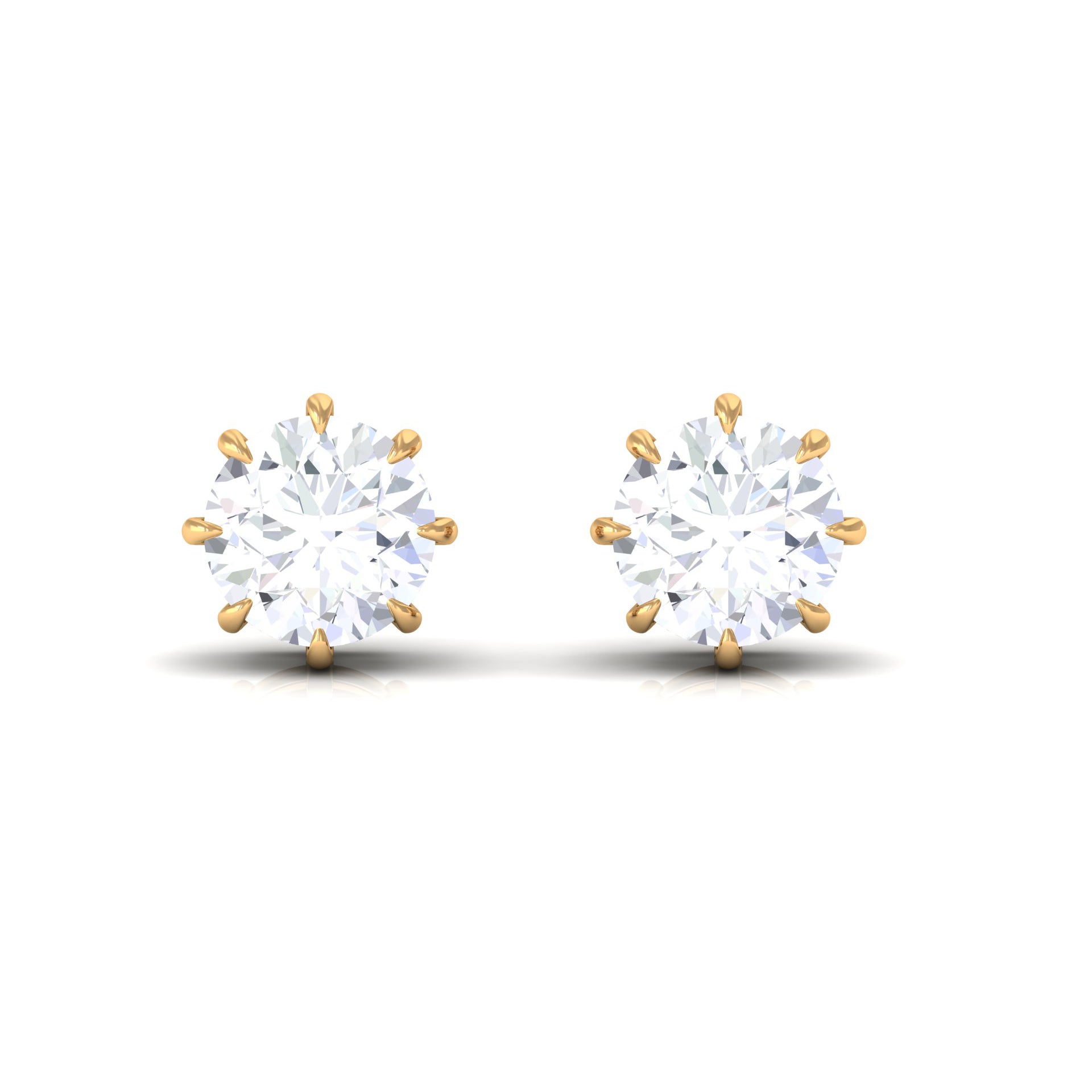 4 MM Natural Diamond Solitaire Stud Earrings in 8 Claw Prong Setting