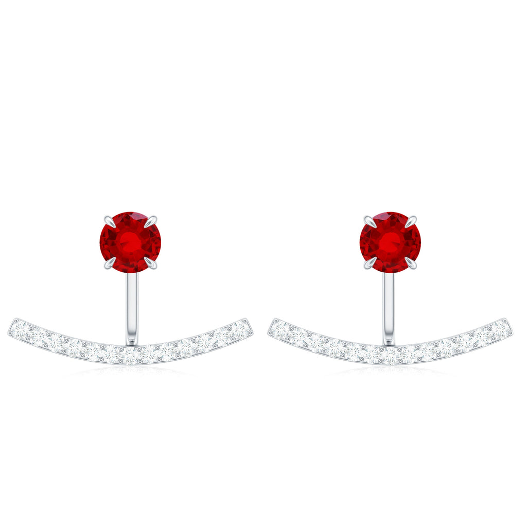 1 CT Lab Grown Ruby and Diamond Classic Jacket Earrings
