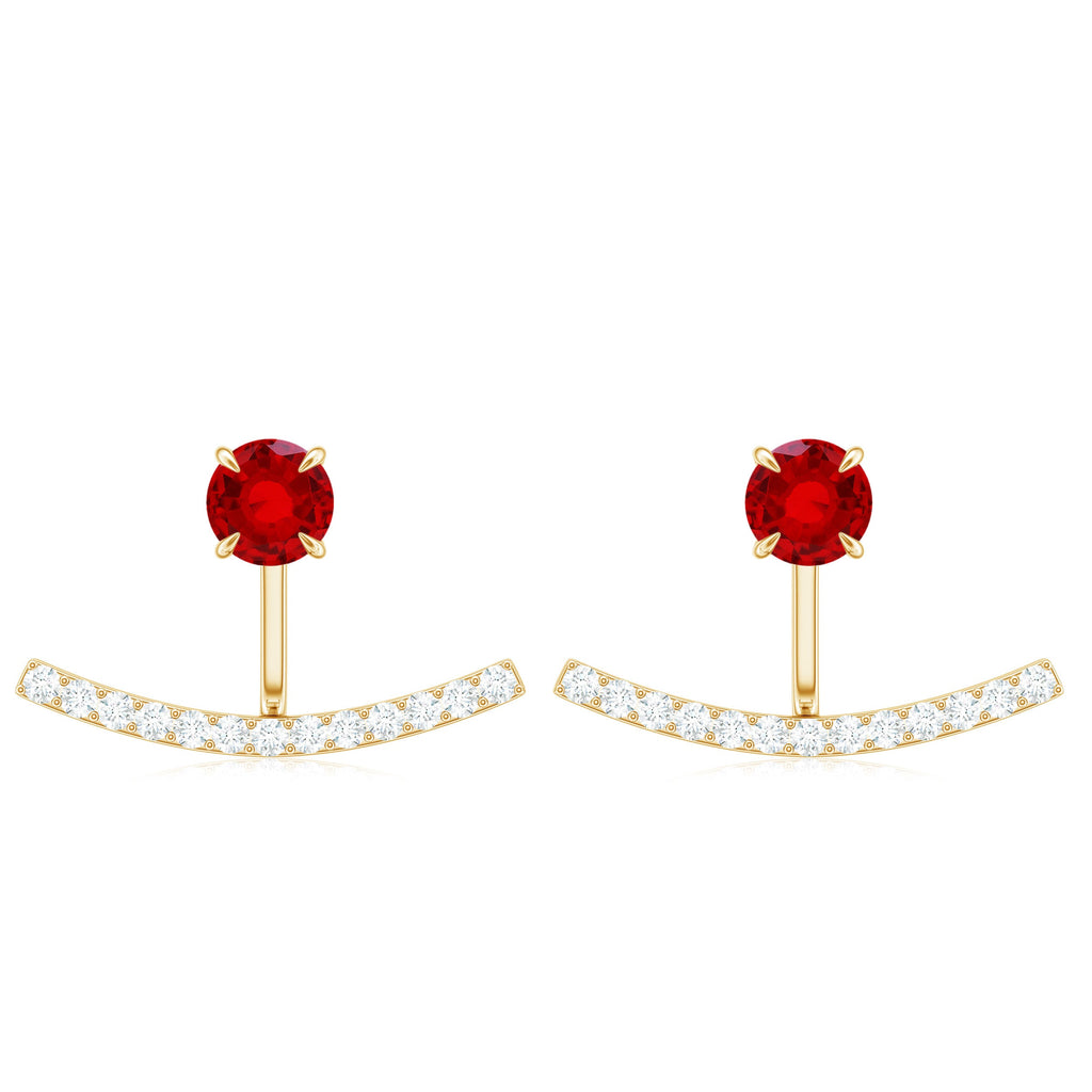 1 CT Lab Grown Ruby and Diamond Classic Jacket Earrings