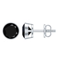 5MM Created Black Diamond Solitaire Stud Earring in Bezel Setting