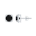 Vintage Black Onyx Stud Earrings with Diamond Halo