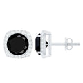 6 MM Black Spinel Stud Earrings with Diamond Halo