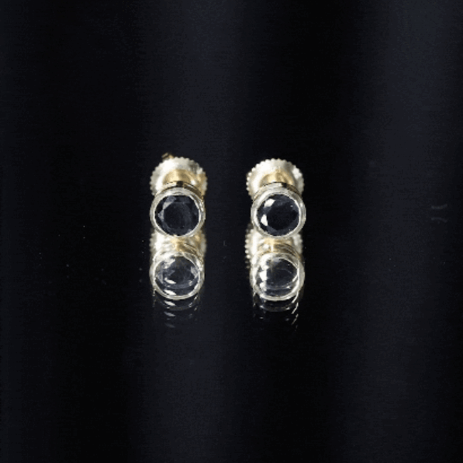Bezel Set Created Black Diamond Solitaire Stud Earrings