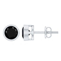 Bezel Set Created Black Diamond Solitaire Stud Earrings