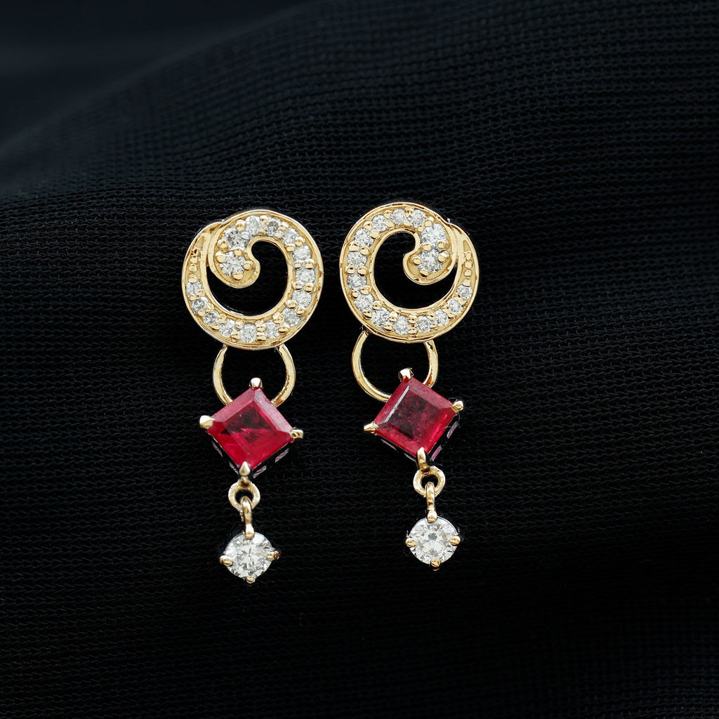 Genuine Ruby and Diamond Bridal Earrings with Certificate