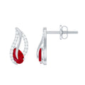 Natural 0.6 Carat Ruby Leaf Earrings with Diamond for Women