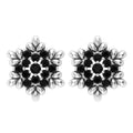 Certified Black Onyx Snowflake Stud Earrings for Women