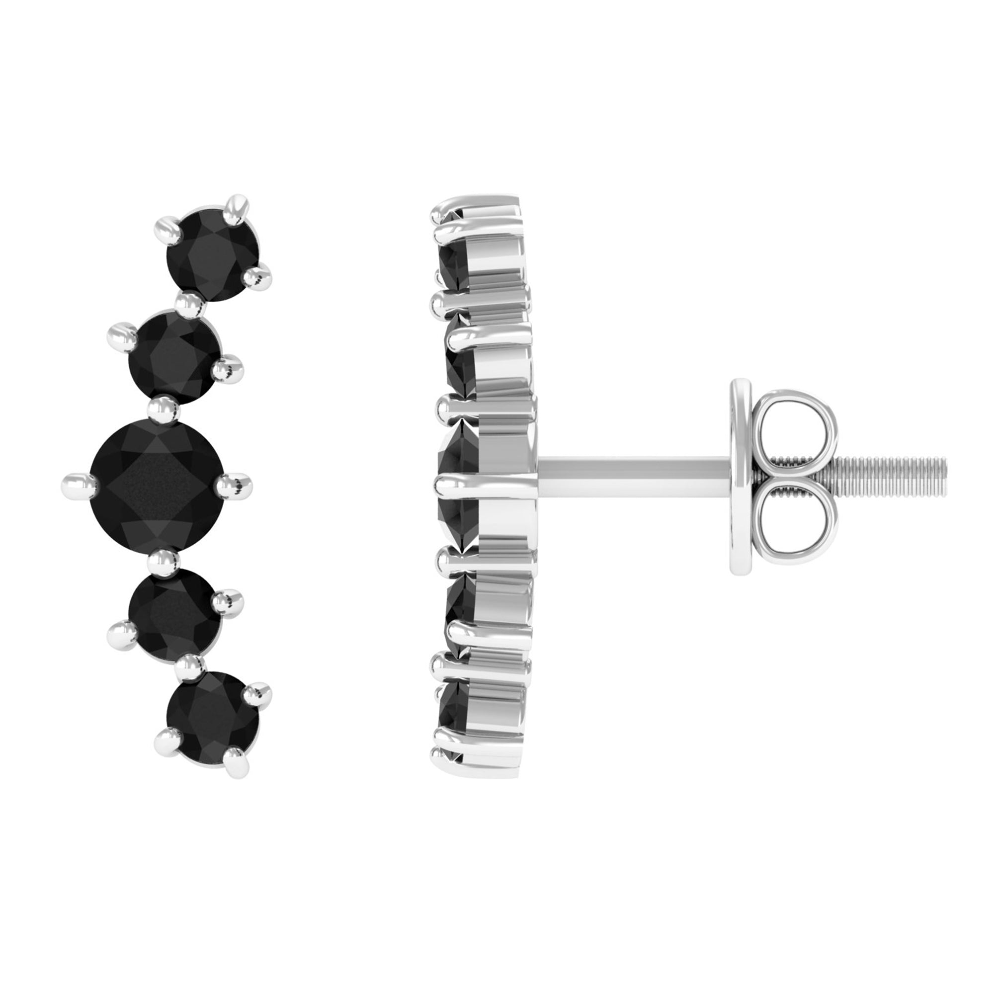 1/2 CT Gold Ear Cuff Earrings with Black Onyx