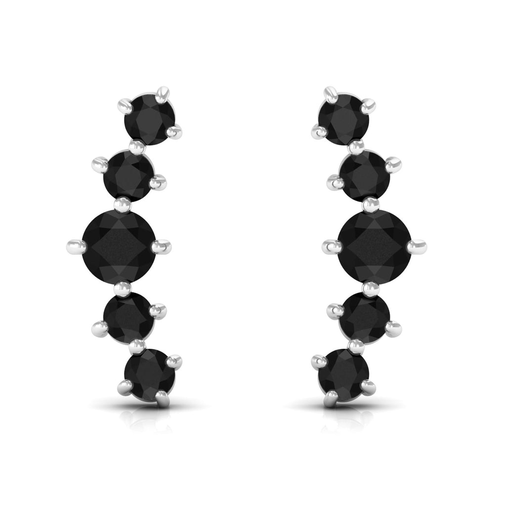 1/2 CT Gold Ear Cuff Earrings with Black Onyx