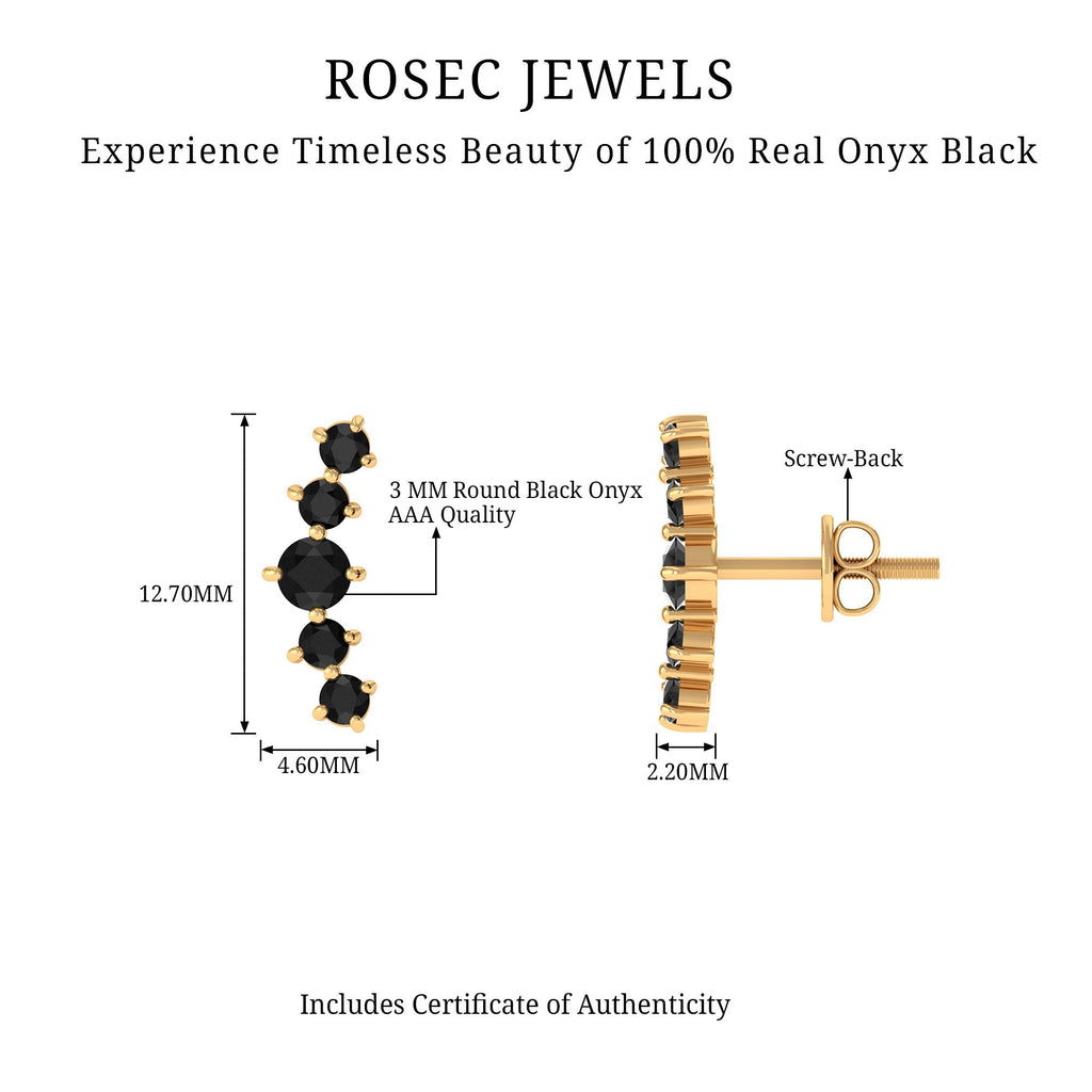 1/2 CT Gold Ear Cuff Earrings with Black Onyx
