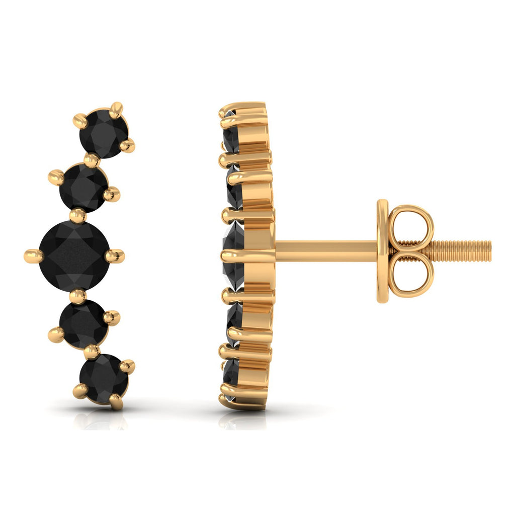 1/2 CT Gold Ear Cuff Earrings with Black Onyx