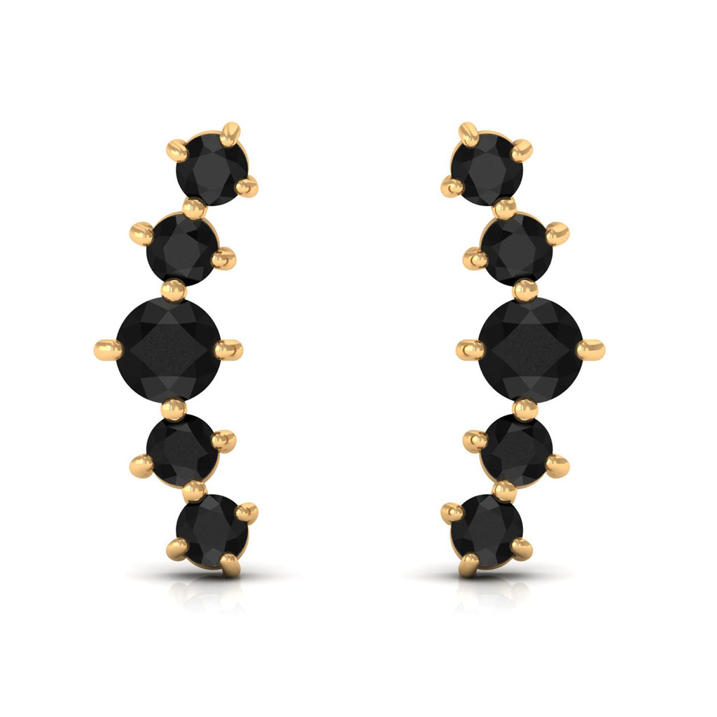 1/2 CT Gold Ear Cuff Earrings with Black Onyx