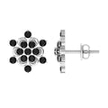 Genuine Black Onyx Statement Flower Stud Earrings