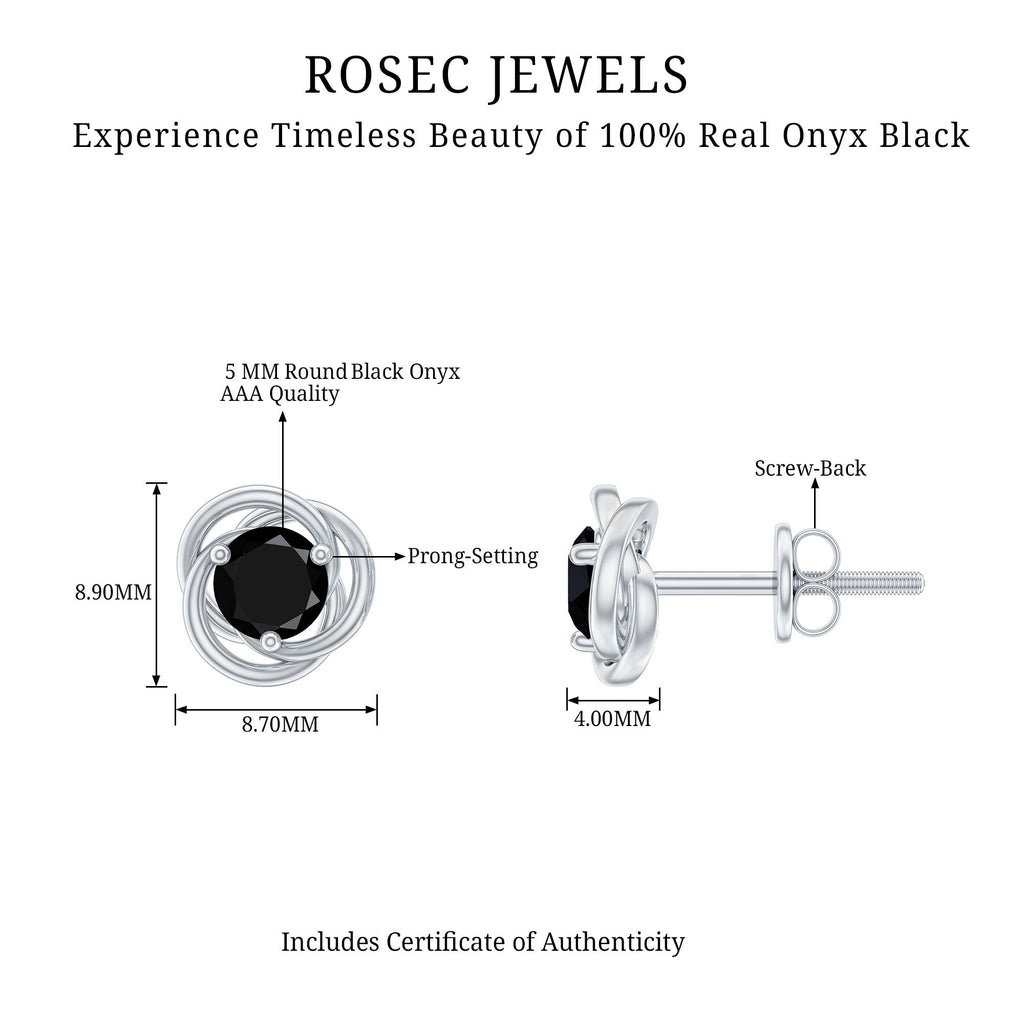 1 CT Solitaire Black Onyx Swirl Stud Earrings
