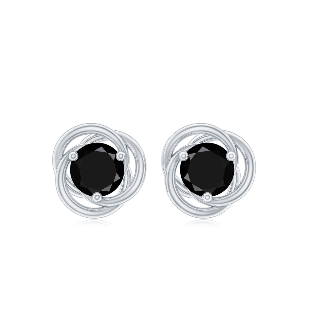 1 CT Solitaire Black Onyx Swirl Stud Earrings