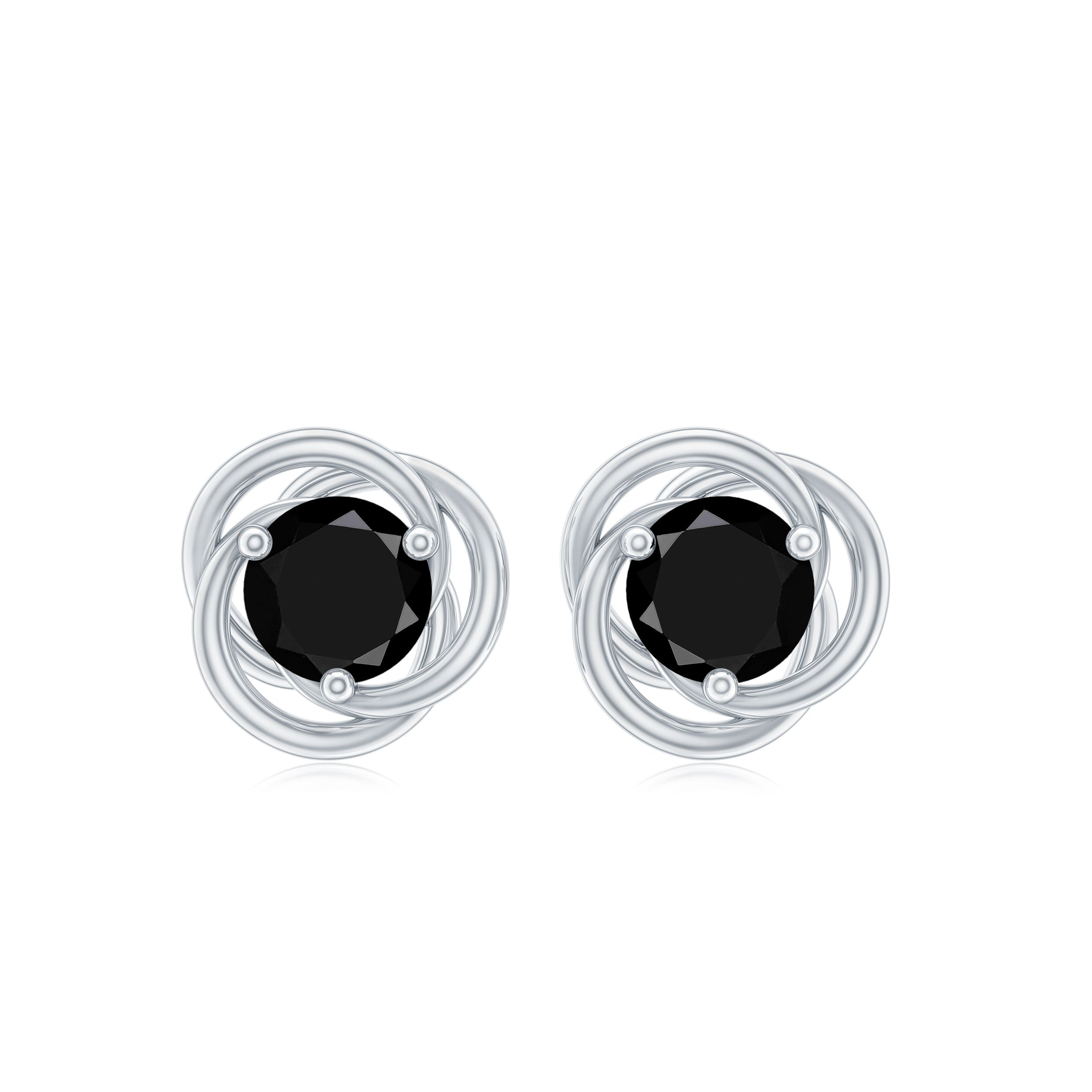 1 CT Solitaire Black Onyx Swirl Stud Earrings