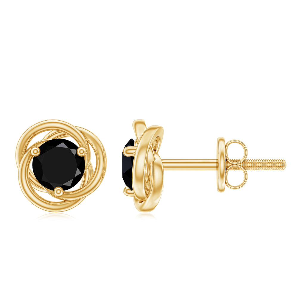 1 CT Solitaire Black Onyx Swirl Stud Earrings