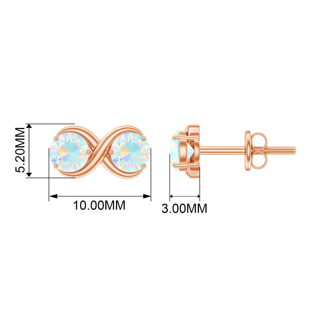 1 CT Simple Ethiopian Opal Two Stone Infinity Stud Earrings