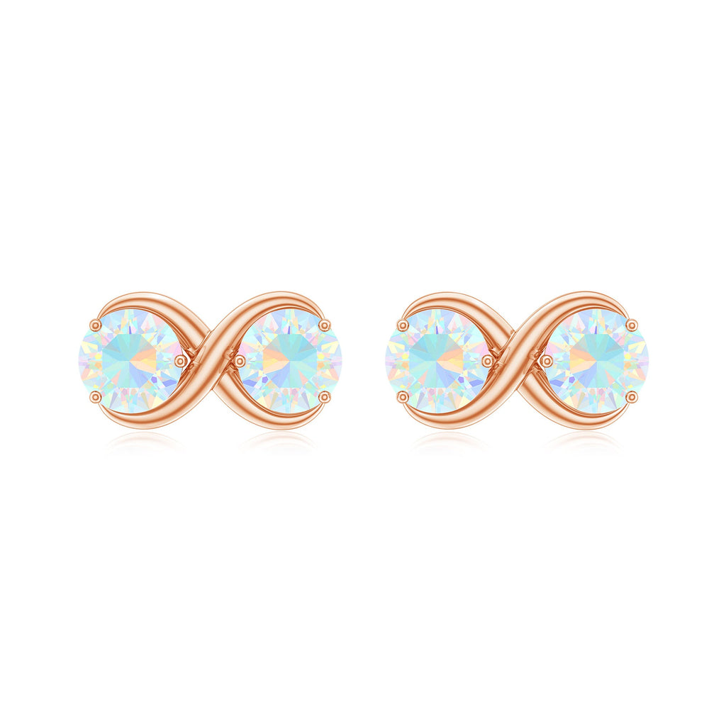 1 CT Simple Ethiopian Opal Two Stone Infinity Stud Earrings