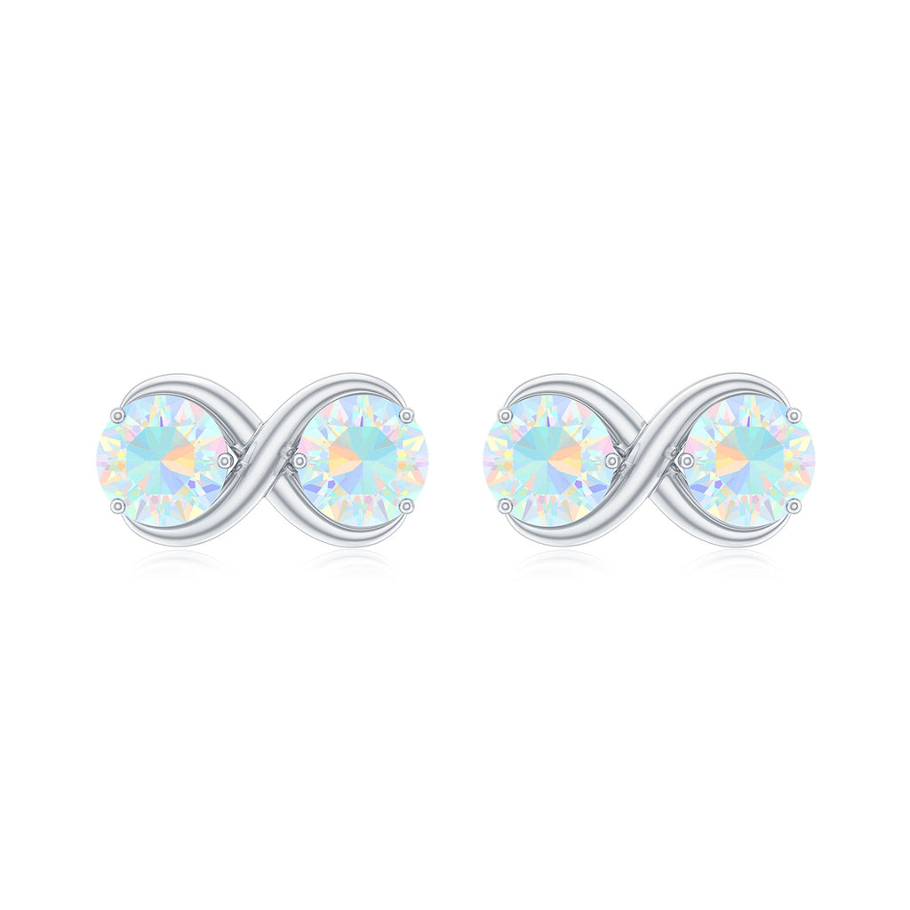 1 CT Simple Ethiopian Opal Two Stone Infinity Stud Earrings