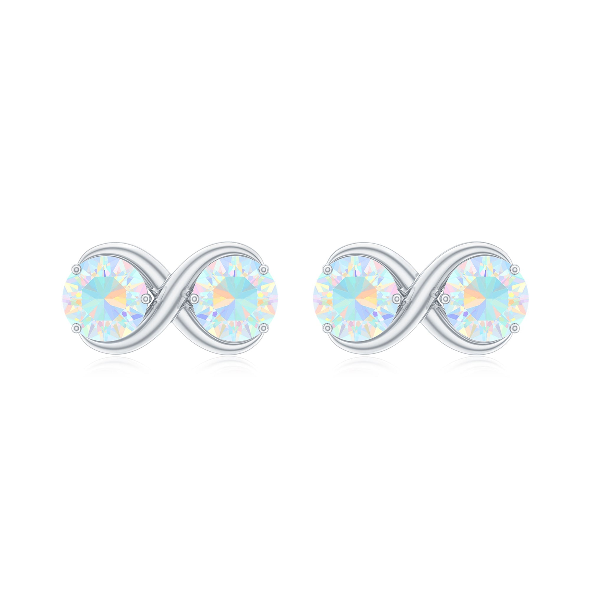 1 CT Simple Ethiopian Opal Two Stone Infinity Stud Earrings