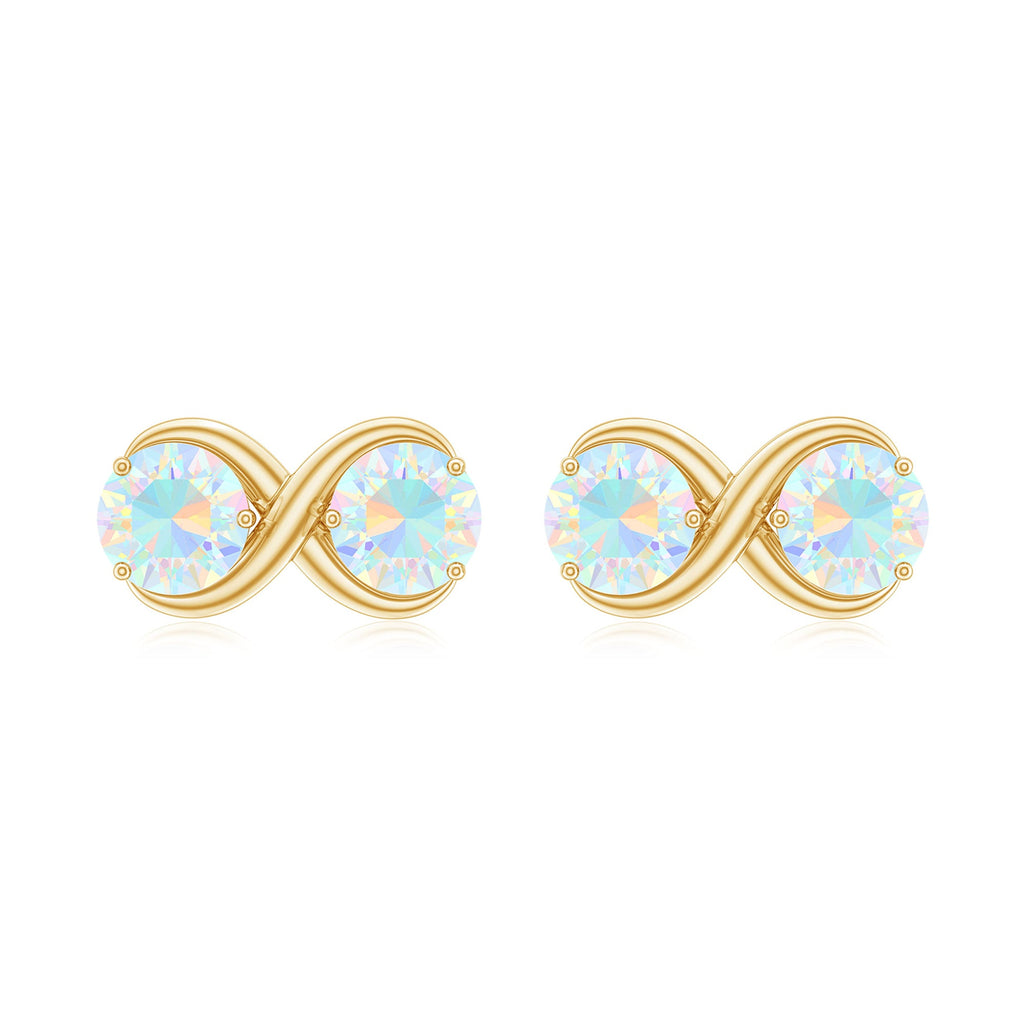 1 CT Simple Ethiopian Opal Two Stone Infinity Stud Earrings