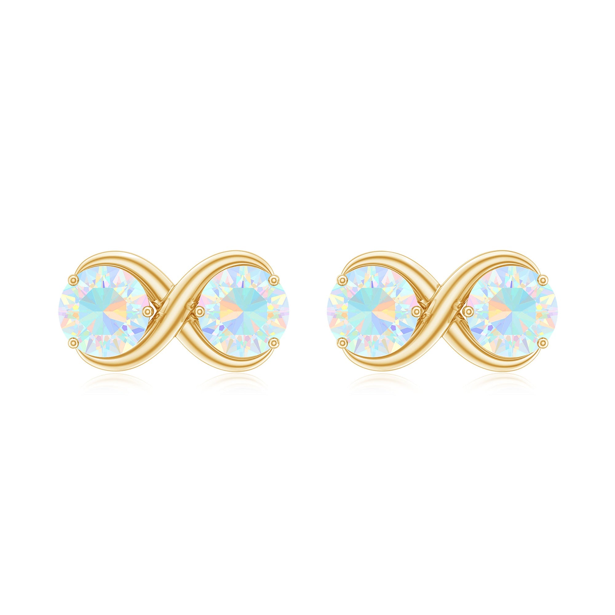 1 CT Simple Ethiopian Opal Two Stone Infinity Stud Earrings