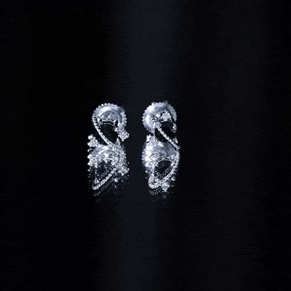 Black Onyx and Diamond Contemporary Stud Earrings