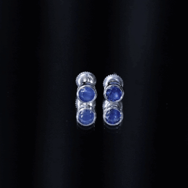 3/4 CT Bezel Set Blue Sapphire Solitaire Stud Earrings in Gold