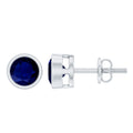3/4 CT Bezel Set Blue Sapphire Solitaire Stud Earrings in Gold