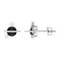 Black Spinel Celestial Stud Earrings with Diamond Stones