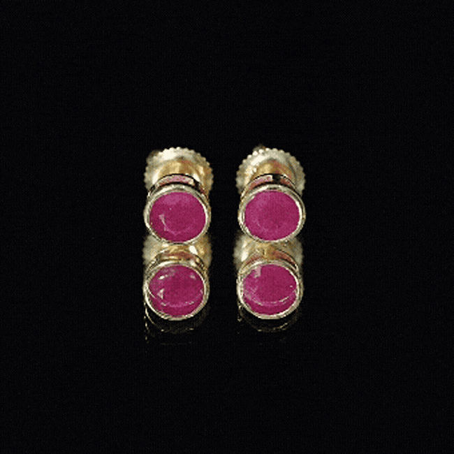 Bezel Set Genuine Ruby Solitaire Stud Earrings