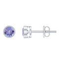 3/4 CT Blue Tanzanite Solitaire Gold Stud Earrings in Bezel Setting
