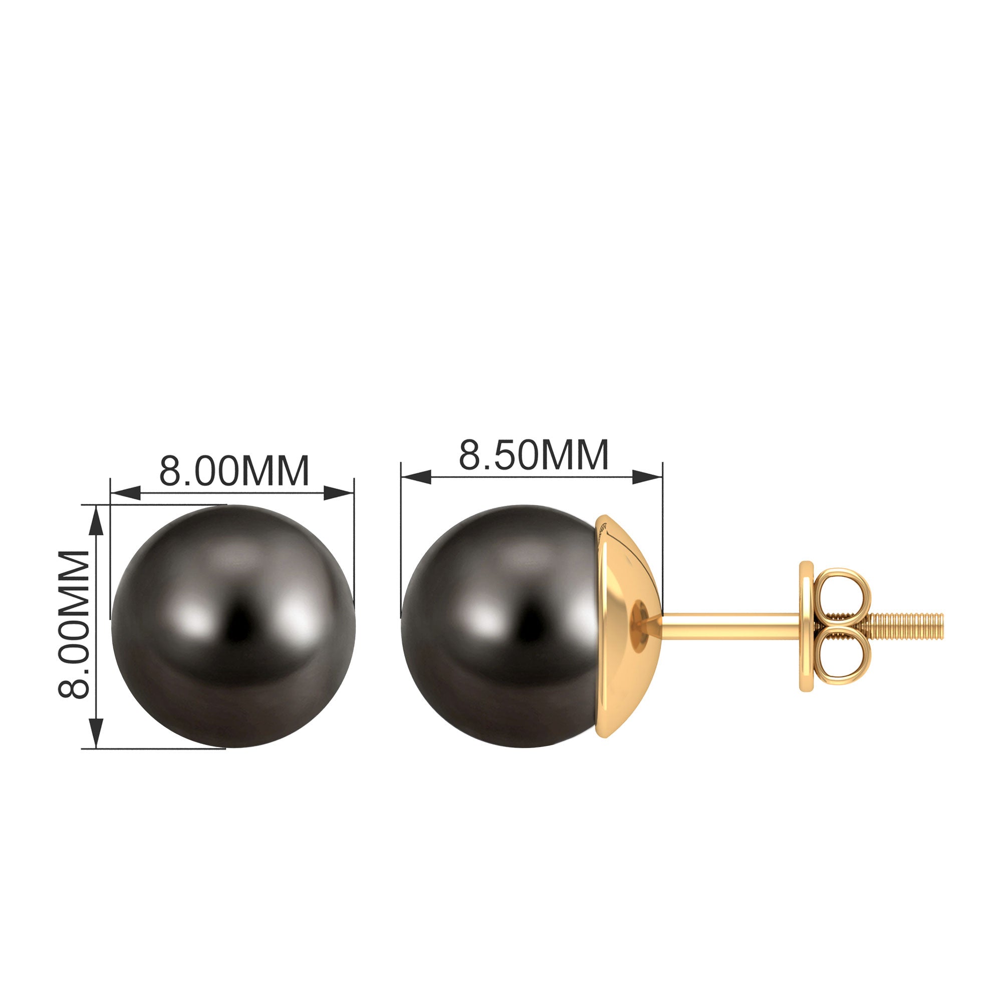 16.25 CT Elegant Tahitian Pearl Solitaire Stud Earrings in Bead Set