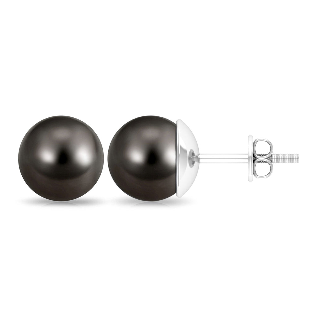 16.25 CT Elegant Tahitian Pearl Solitaire Stud Earrings in Bead Set