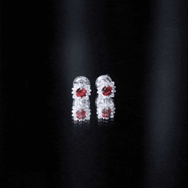 1.25 CT Classic Garnet Stud Earrings with Diamond Halo