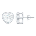 3 Carat Moissanite Heart Stud Earrings in Bezel Setting