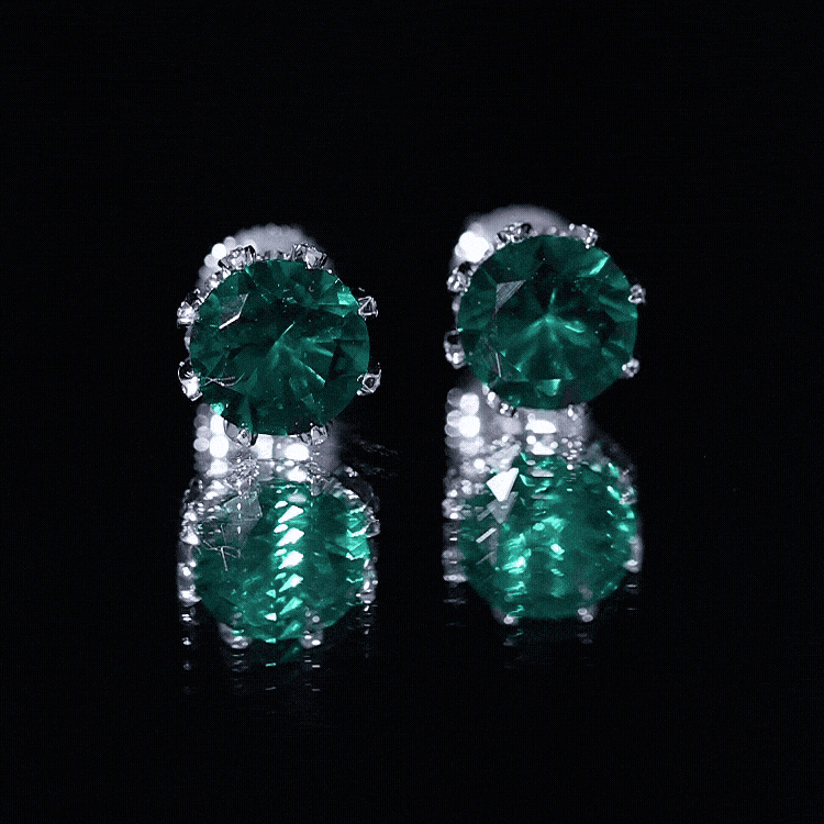 Certified Lab Created Emerald Solitaire Floral Stud Earrings