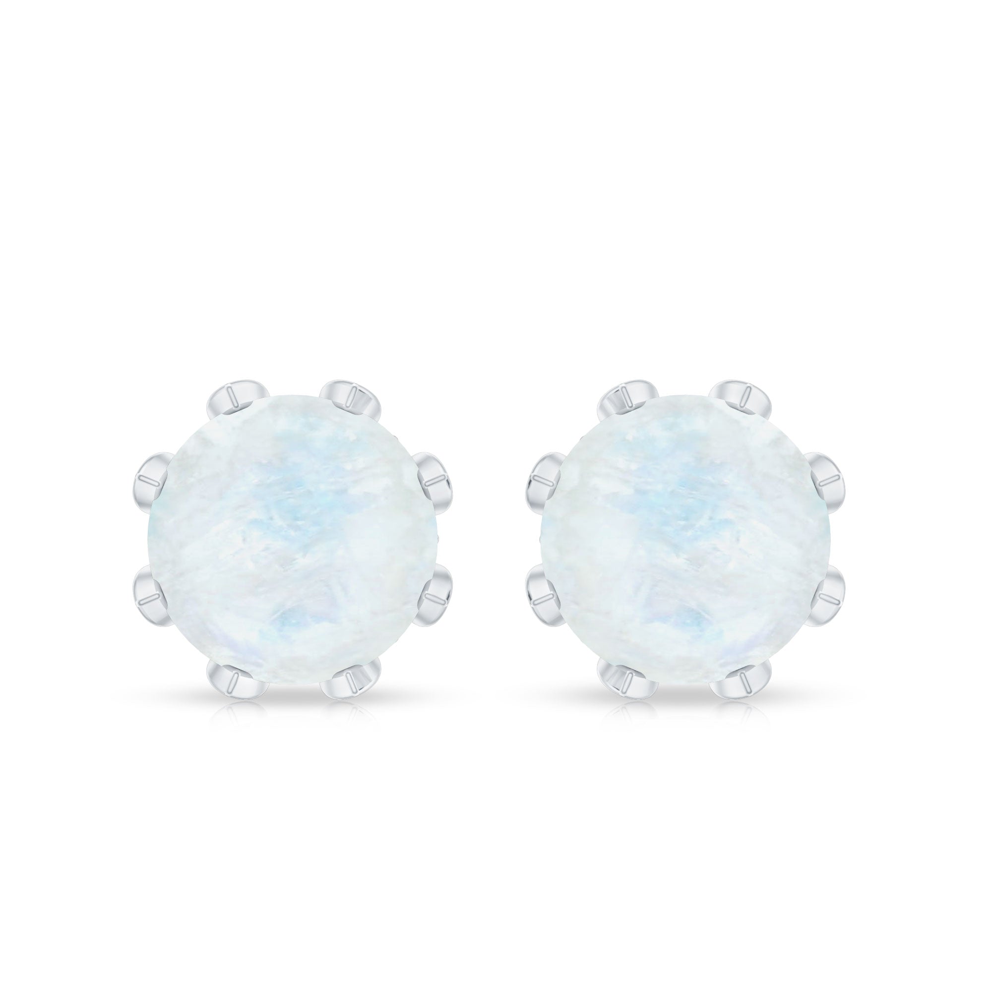 Natural 1.7 Carat Moonstone Stud Earrings with Diamond