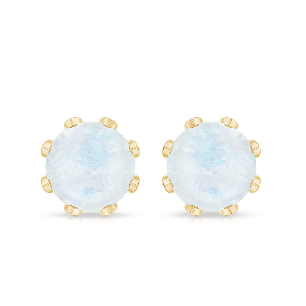 Natural 1.7 Carat Moonstone Stud Earrings with Diamond