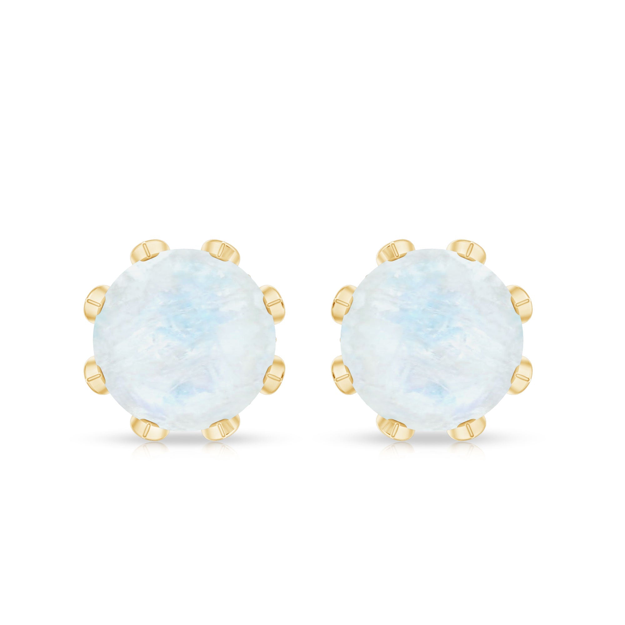 Natural 1.7 Carat Moonstone Stud Earrings with Diamond