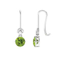 1 Carat Round Peridot and Moissanite Drop Earrings with Fish Hook